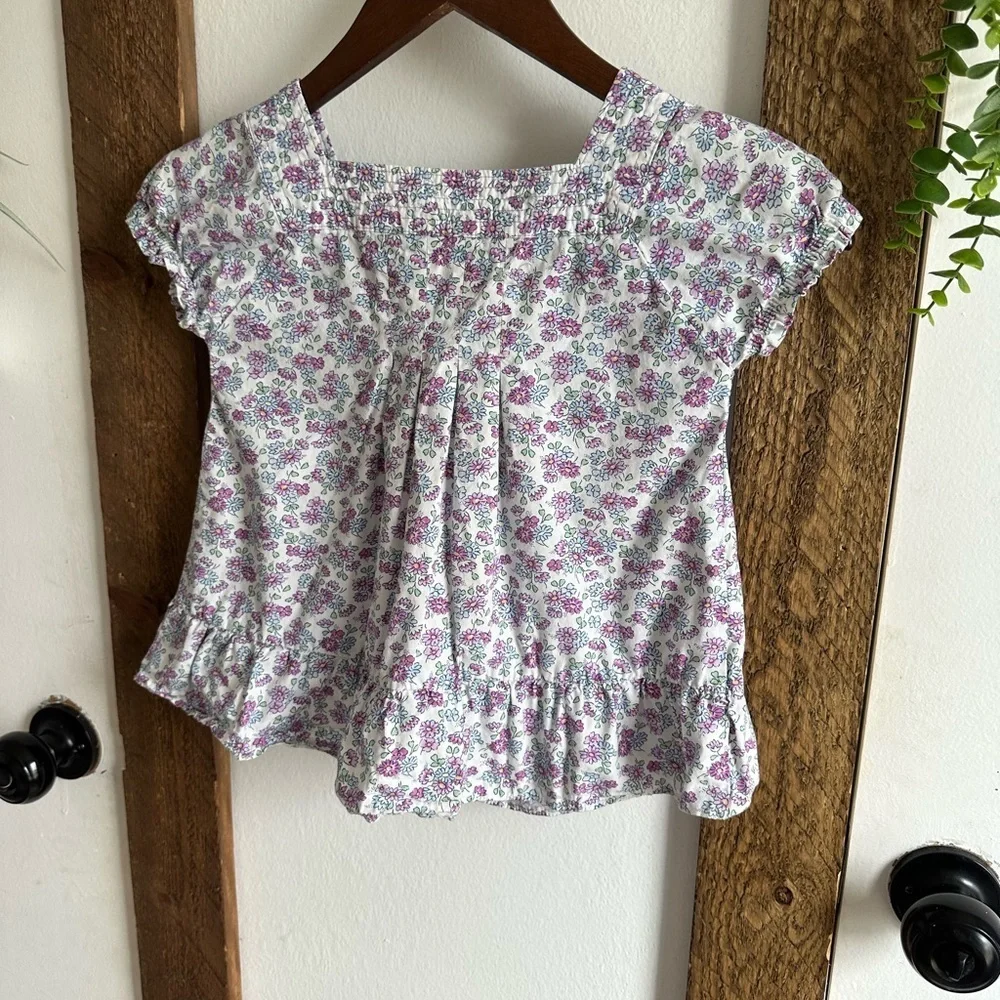 Vintage Oshkosh B’Gosh Girls Floral Print Blouse Puff Sleeve Cottagecore Size 6x